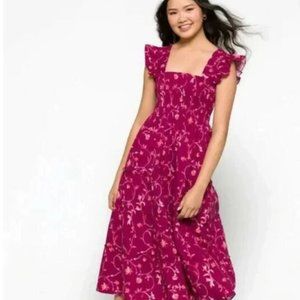 HILL HOUSE Ellie Nap Dress Flower Burgundy  - Size XL